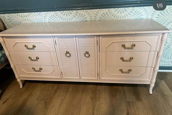 Vintage Broyhill Furniture Faux Bamboo Credenza Available to Customize!
