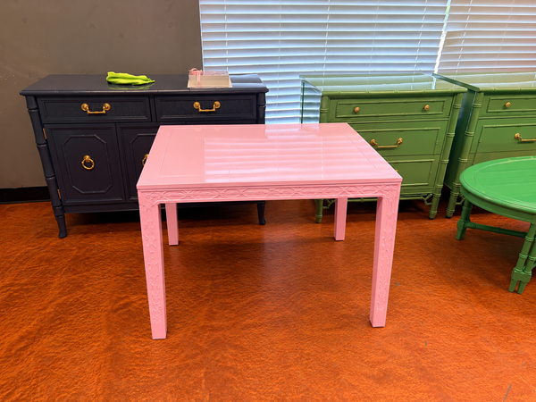 Gorgeous Vintage Game Table with Fretwork Available for Custom Lacquer! - Hibiscus House