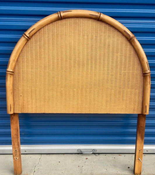 Vintage Broyhill Furniture Faux Bamboo Arched Twin Headboard Pair Available for Custom Lacquer - Hibiscus House