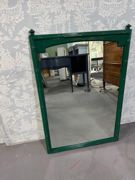 Vintage Thomasville Furniture Allegro Faux Bamboo Mirror with Finials Available for Custom Lacquer