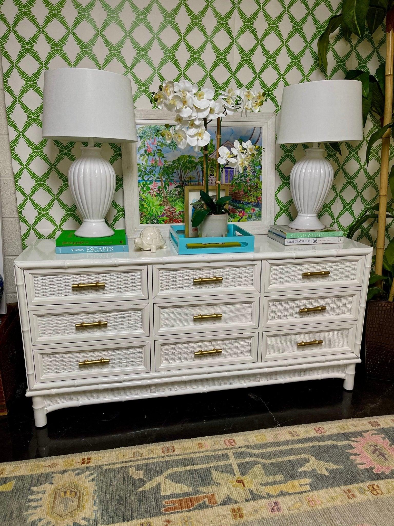 Vintage American of Martinsville Faux Bamboo and Wicker Dresser – Hibiscus House