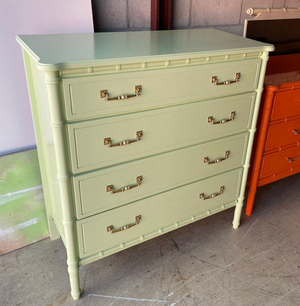 Faux Bamboo Bachelor Chest of Drawers Available for Custom Lacquer!