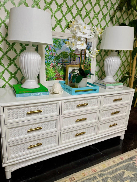 Vintage American of Martinsville Faux Bamboo Credenza Available for Custom Lacquer - Hibiscus House