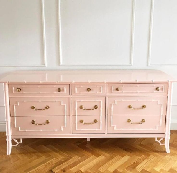 Vintage Thomasville Allegro Faux Bamboo Center Door Dresser/Credenza Available for Custom Lacquer!
