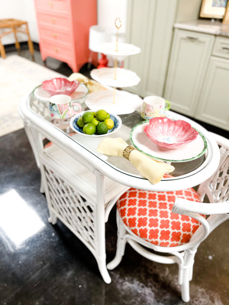 Vintage Rattan Honeymoon Table and Chairs Available to Customize!