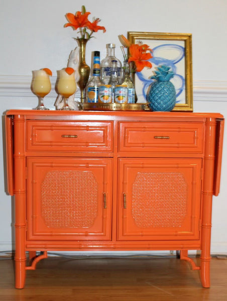Vintage Dixie Furniture Company "Tahiti" Collection Armoire Cabinet/ Bar Available for Custom Lacquer!