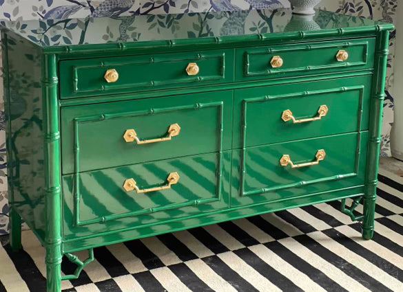 Vintage Thomasville Allegro Faux Bamboo Three-Drawer Dresser Available for Custom Lacquer