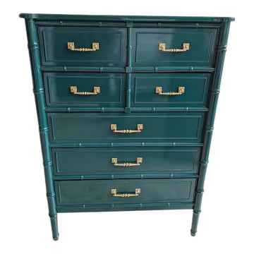Vintage Henry Link Bali Hai Faux Bamboo Tallboy Chest Available for Custom Lacquer