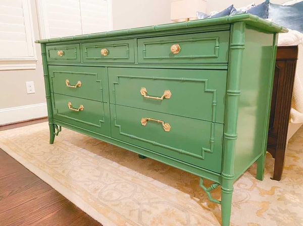 Thomasville Allegro Faux Bamboo Double Dresser Available for Custom Lacquer - Hibiscus House