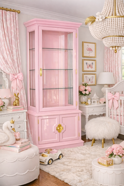 Drexel Furniture Chinoiserie Curio Cabinet/ Bookshelf Available for Custom Lacquer - Hibiscus House