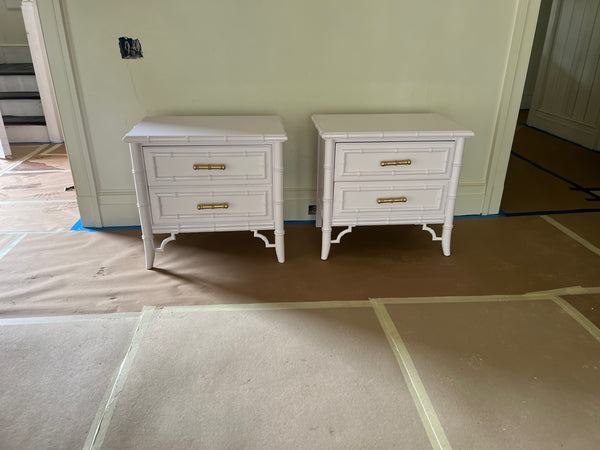 Vintage Dixie Aloha Collection Faux Bamboo Nightstand Pair Available for Custom Lacquer!! - Hibiscus House