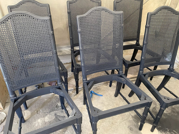 Set of 6 Vintage Dixie Furniture Faux Bamboo Dining Chairs Available for Custom Lacquer! - Hibiscus House