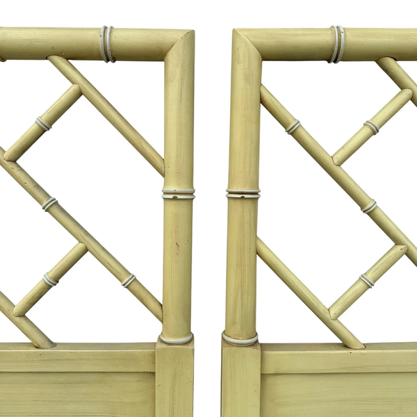 Vintage Pair of Henry Link Bali Hai Faux Bamboo Chippendale Twin Headboards - Hibiscus House