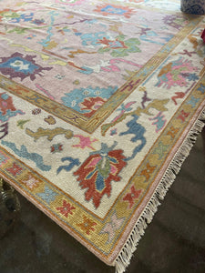 Pink with Cream Base Persian Hand-Knotted 8x10 Rug (Ships Free!) - Hibiscus House