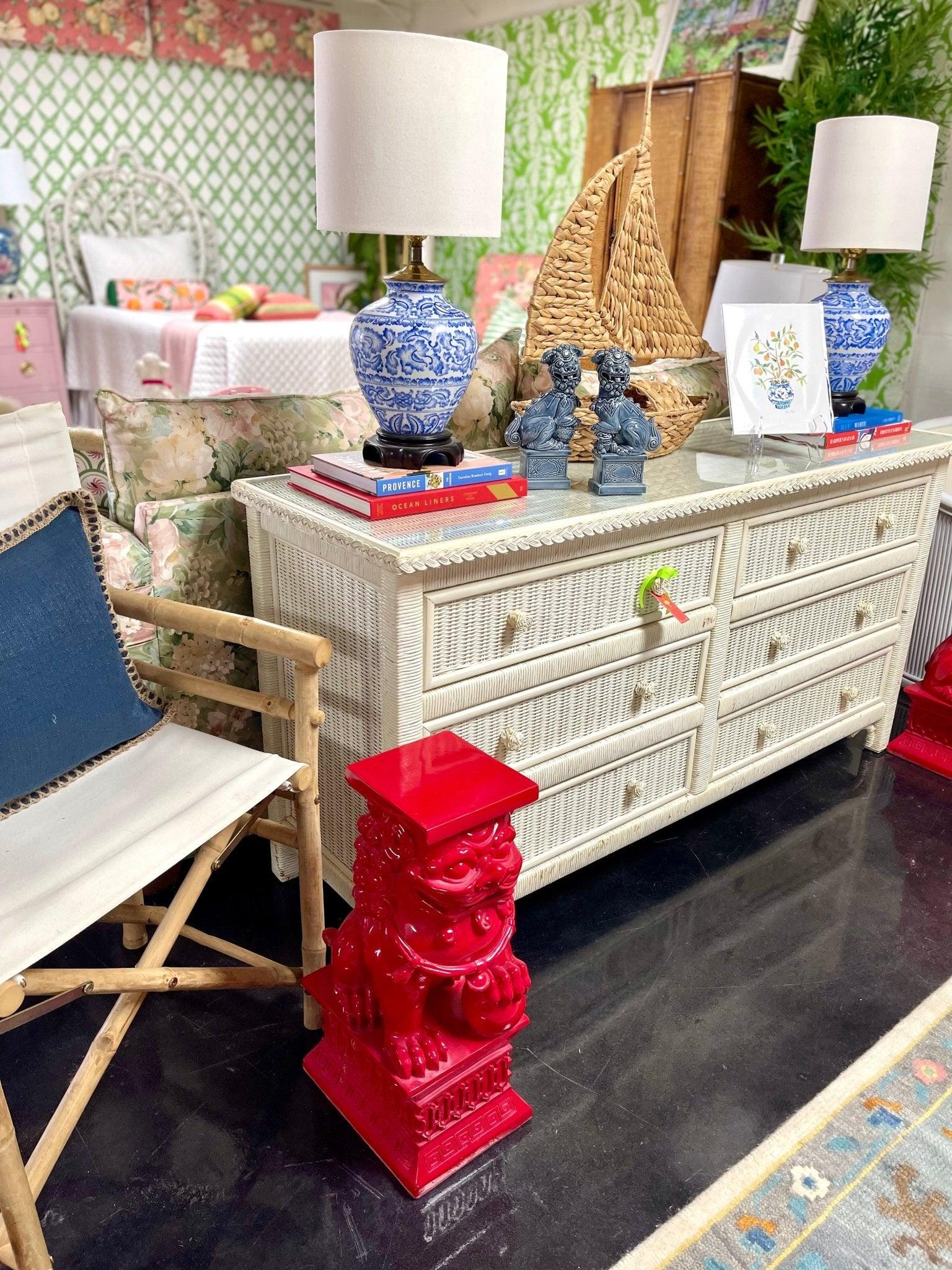 Henry Link by Lexington Woven Wicker Rattan Six Drawer Dresser Ready to Ship! - Hibiscus House