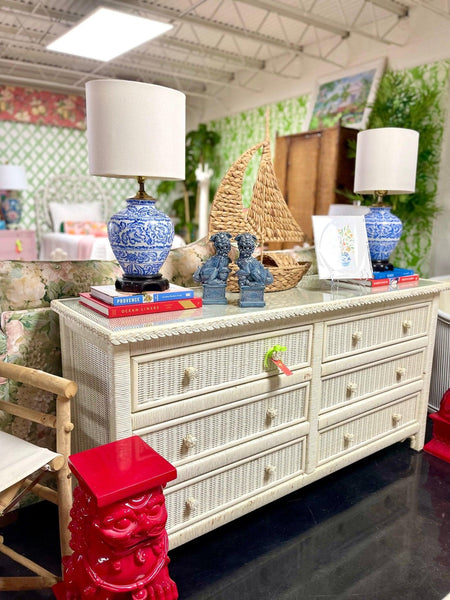 Henry Link by Lexington Woven Wicker Rattan Six Drawer Dresser Ready to Ship! - Hibiscus House