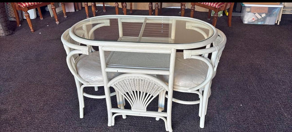 Vintage Rattan Honeymoon Table and Chairs Available to Customize!