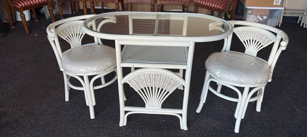Vintage Rattan Honeymoon Table and Chairs Available to Customize!