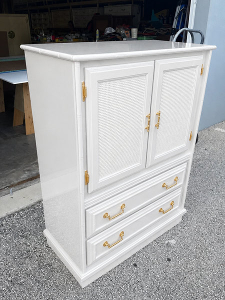 Vintage Florida Furniture Cane and Faux Bamboo Armoire Available for Custom Lacquer!