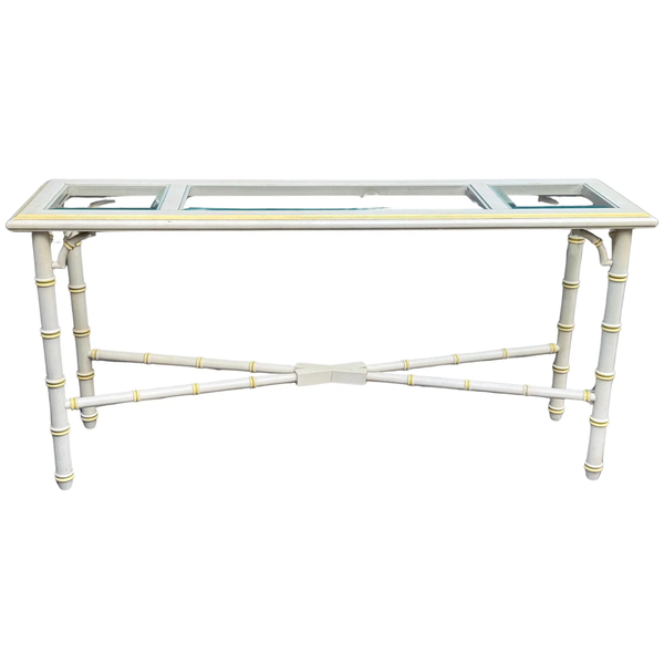 Vintage Lane Furniture Bamboo Console Table With Fretwork Available for Custom Lacquer!