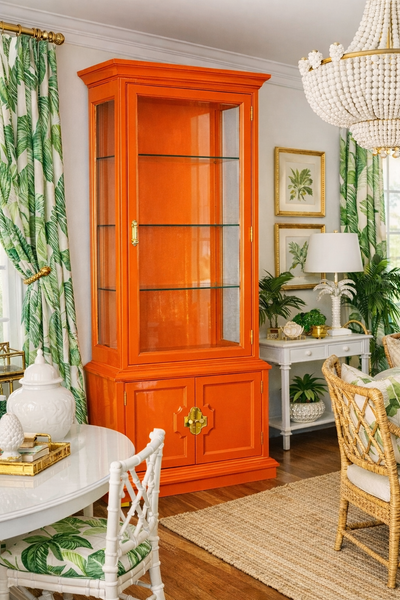 Drexel Furniture Chinoiserie Curio Cabinet/ Bookshelf Available for Custom Lacquer - Hibiscus House