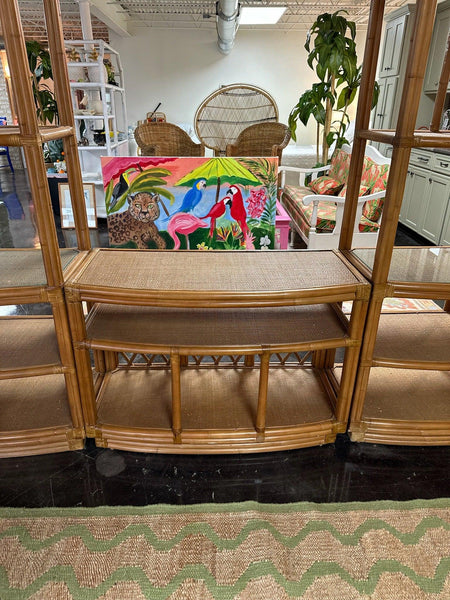 Vintage Tan Rattan Shelf Trio (with top attachment) Available and Ready to Ship! - Hibiscus House