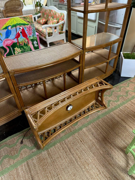 Vintage Tan Rattan Shelf Trio (with top attachment) Available and Ready to Ship! - Hibiscus House