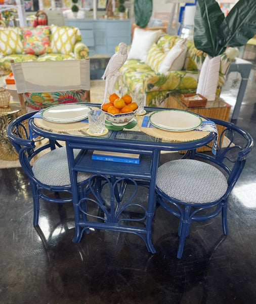 Vintage Rattan Honeymoon Table and Chairs Available to Customize!