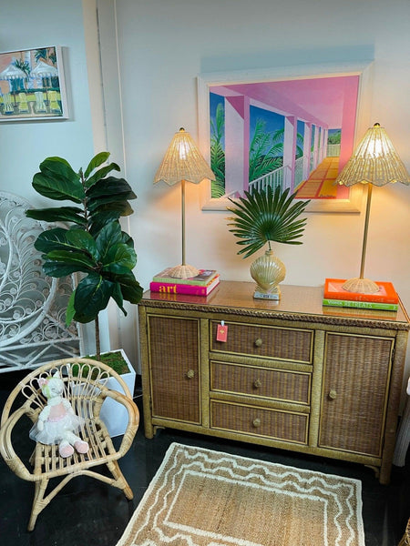 Vintage Henry Link Lexington Dark Brown Wicker Buffet Ready to Ship - Hibiscus House