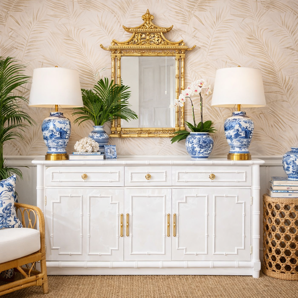 Vintage Thomasville Allegro Bamboo Buffet/Credenza Available for Custom Lacquer! - Hibiscus House