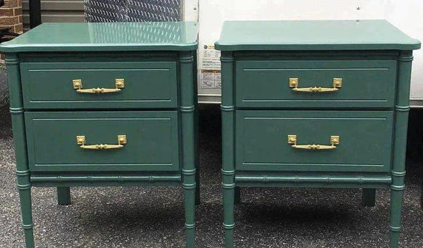 Pair of Vintage Classic Faux Bamboo Nightstands Available for Custom Lacquer - Hibiscus House