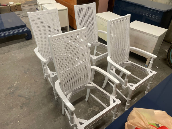 Vintage Set of Six Broyhill Furniture Faux Bamboo and Cane Dining Chairs Available for Custom Lacquer! - Hibiscus House