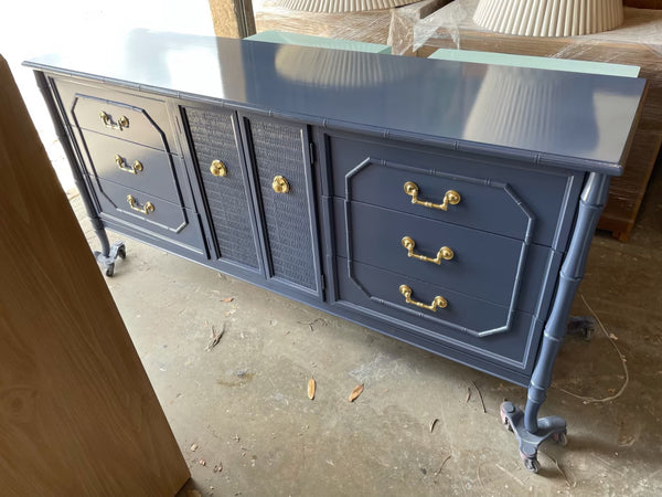 Vintage Broyhill Furniture Faux Bamboo Credenza Available for Custom Lacquer