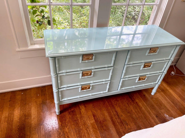 Vintage Faux Bamboo Six Drawer Stanley Style Dresser Available for Custom Lacquer - Hibiscus House