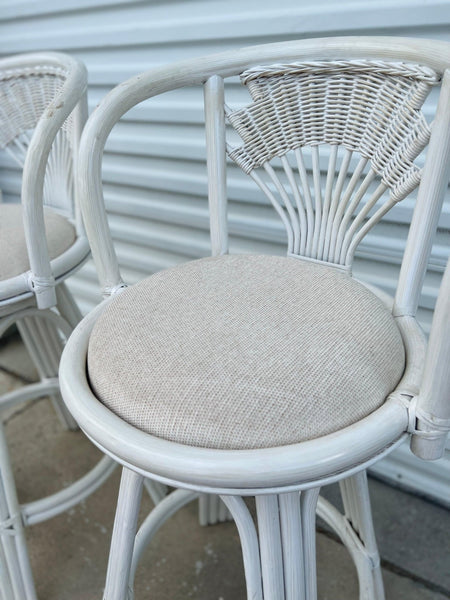 Vintage Pair of Rattan Swivel Barstools Available for Lacquer - Hibiscus House