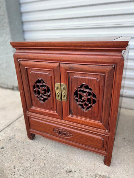 Stunning Antique Pair of Rosewood Hand-carved End Tables or Nightstands Available for Lacquer - Hibiscus House