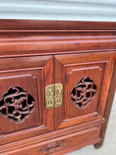 Stunning Antique Pair of Rosewood Hand-carved End Tables or Nightstands Available for Lacquer - Hibiscus House