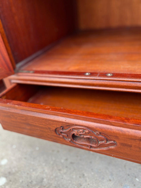 Stunning Antique Pair of Rosewood Hand-carved End Tables or Nightstands Available for Lacquer - Hibiscus House