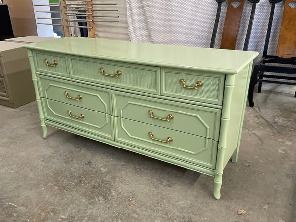 Vintage Broyhill Furniture 7 Drawer Faux Bamboo Dresser Available to Customize!