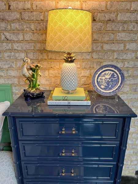 Vintage Dixie Aloha Six Drawer Bamboo Dresser with Fretwork Available for Lacquer Customization - Hibiscus House