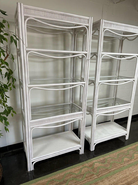 White Wicker Shelf Pair Available and Ready To Ship - Hibiscus House