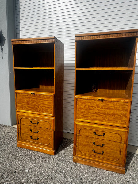 RARE Vintage Broyhill Furniture Faux Bamboo Bookcase Pair Available for Custom Lacquer!