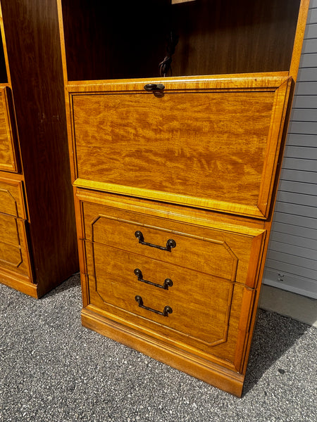 RARE Vintage Broyhill Furniture Faux Bamboo Bookcase Pair Available for Custom Lacquer!