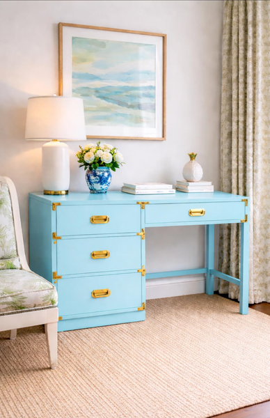 Vintage Dixie Furniture Co Campaign Style Writing Desk Available and Ready for Custom Lacquer