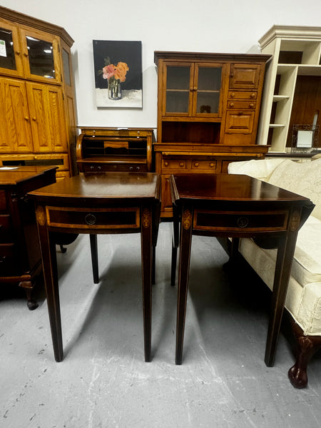 Hepplewhite Style Inlaid Mahogany Drop Leaf Pembroke Tables Available for Custom Lacquer