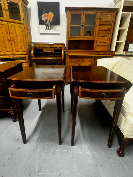 Hepplewhite Style Inlaid Mahogany Drop Leaf Pembroke Tables Available for Custom Lacquer