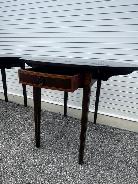 Hepplewhite Style Inlaid Mahogany Drop Leaf Pembroke Tables Available for Custom Lacquer