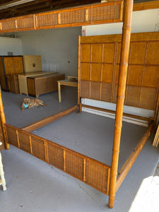 RARE American of Martinsville Canopy Faux Bamboo King Bed Available for Lacquer!! - Hibiscus House