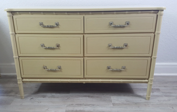 Vintage Classic Six Drawer Faux Bamboo Style Double Dresser Available to Customize!