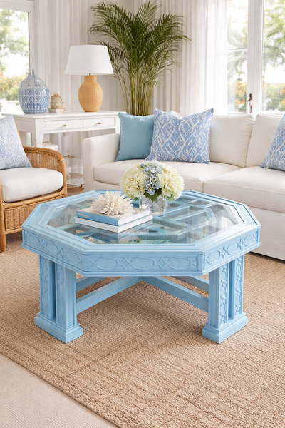 Vintage Chippendale Style Octagon Coffee Table Available for Custom Lacquer! - Hibiscus House